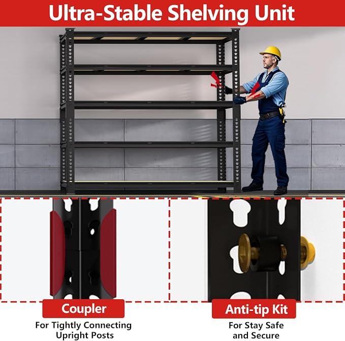 PrimeZone 60" W X 24" D X 72" H Heavy Duty Garage Storage Shelves - Image 6