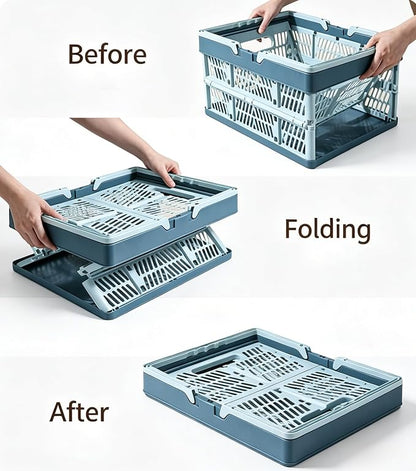 Collapsible Storage Crate with Handles, Milk Crates，33L Foldable Plastic - Image 8