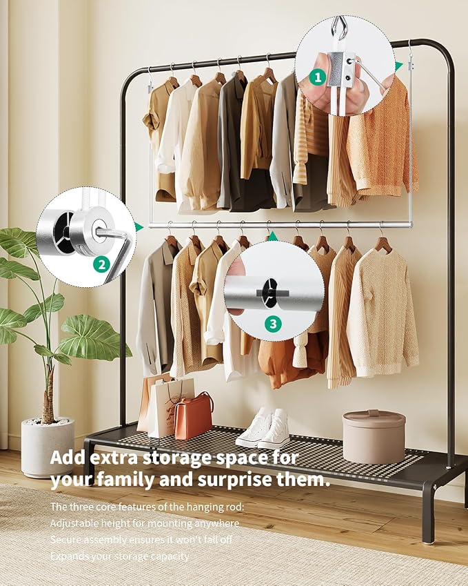 BaiNong Adjustable Closet Hanging Rod 32" Silver Closet Rod Extender | Heavy - Image 5