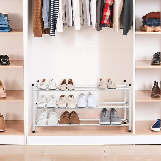 STORAGE MANIAC Expandable Shoe Rack, 12 Pairs Stackable Small Shoe Rack - Image 2