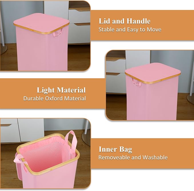 Laundry Basket with Wheels, 110L Clothes Hamper - Image 5