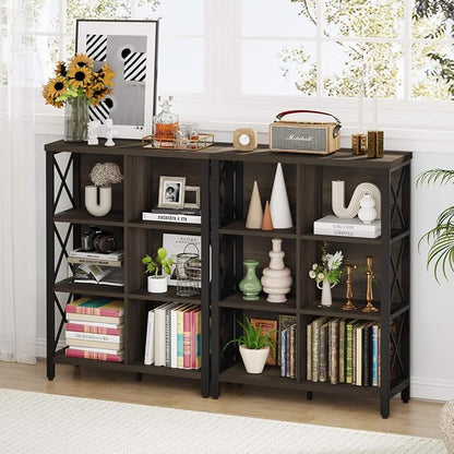 FATORRI 6 Cube Storage Organizer Shelf, Rustic Wood and Metal Cubby Bookcase - Image 6