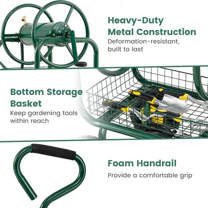 Goplus Garden Hose Reel Cart, 300ft 5/8" or 350ft of 1/2" Large Capacity - Image 8