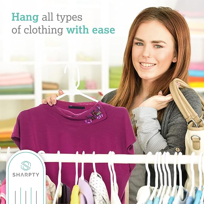 Sharpty Plastic Hangers, 35 Pack, Space Saving, Heavy Duty - Image 2