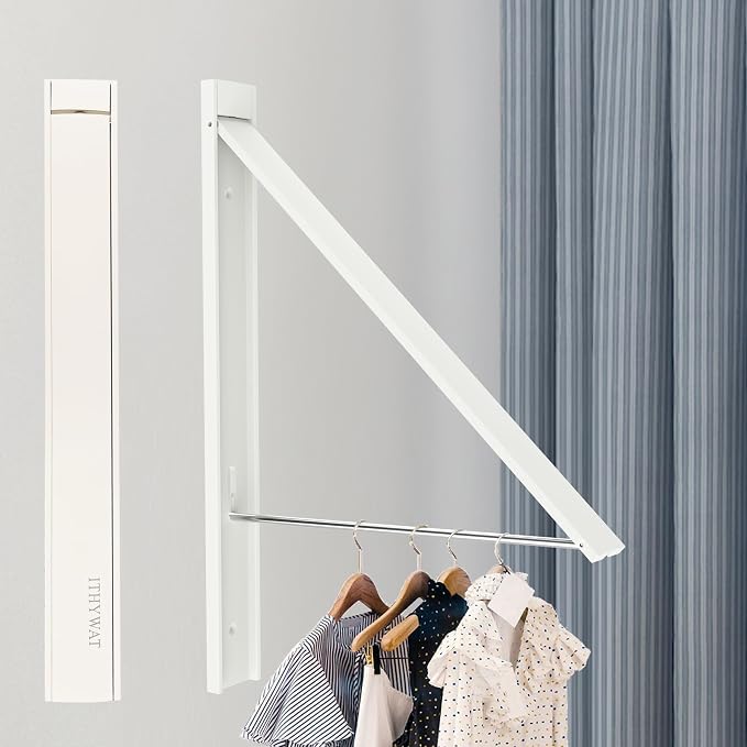 Retractable Clothes Drying Rack, Space Saver Wall Mounted Folding Hanger - Image 2