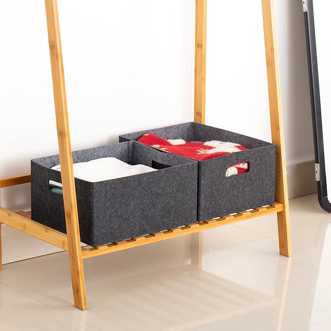 2 pack self-supporting collapsible felt storage basket in darkgrey - Image 6