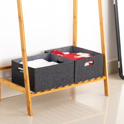 2 pack self-supporting collapsible felt storage basket in darkgrey - Image 6
