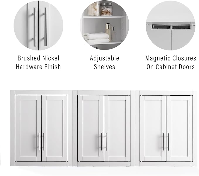 Crosley Furniture Savannah 3-Piece Wall Kitchen Storage Cabinet, Cabinets - Image 6