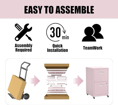 2 Drawer Mobile File Cabinet - Image 8