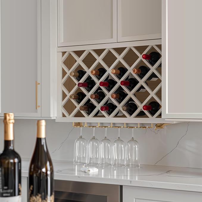 Origami Solid Wood RTA Wine Bottle Rack Wall Cabinet - Image 2