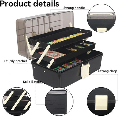 WEWLINE 13-Inch Art Storage Box 3-Layers Plastic Storage Box - Image 4