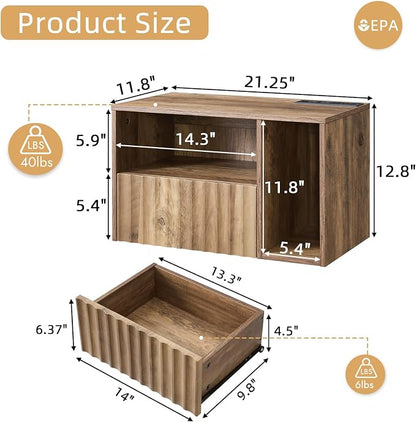 Modern Rustic Brown Fluted Floating Nightstand - Image 2