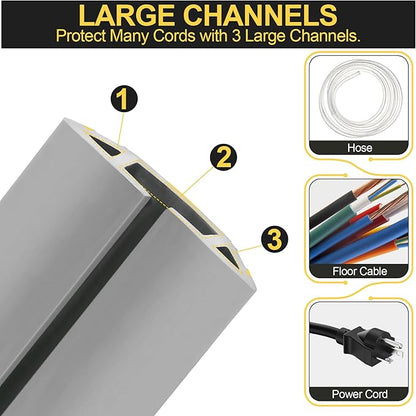 MYFAMIREA 20FT Floor Cord Cover Heavy Duty Cable Cover Protector 3 Channels - Image 3