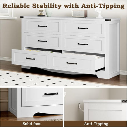 6-Drawer Dresser for Bedroom, Modern Wooden Chest of Drawers - Image 6