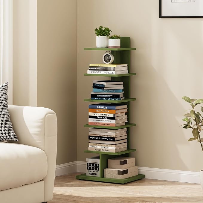 TUTOTAK Book Shelf, Narrow Spine Bookshelf, 6-Tier Bookcase by ChoosetutotakFurnitureBuildYourCozyHome