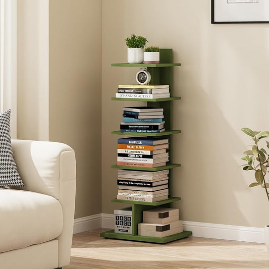 TUTOTAK Book Shelf, Narrow Spine Bookshelf, 6-Tier Bookcase by ChoosetutotakFurnitureBuildYourCozyHome