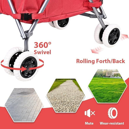 Folding Shopping Cart for Groceries, Water-Resistant Heavy-Duty Canvas Trolley - Image 5