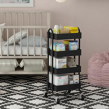 4-Tier Metal Rolling Cart with Wheels, 4 Tier Utility Cart with Wheels - Image 8