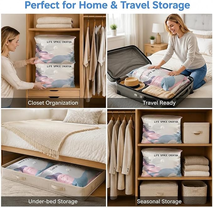No Pump Vacuum Storage Bags – Large Cube Compression Storage Bags - Image 4