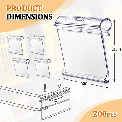 200 Pcs 2" x 1.25" Hook Scanner Plates Shelf Label Holders, Reusable Flip-open - Image 2