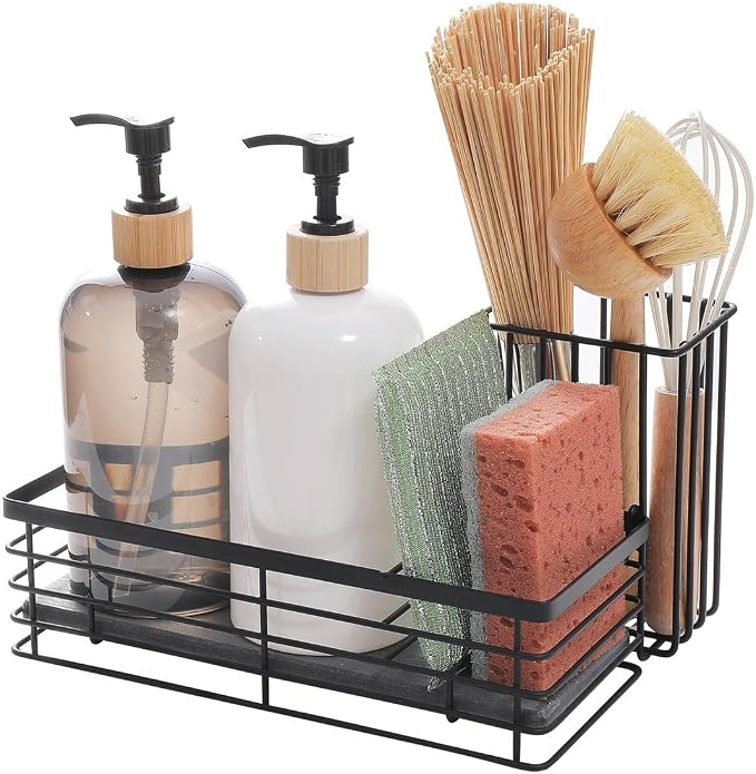 Efficient Sink Caddy with Removable Brush Holder and Water Absorbent Diatomite - Image 3