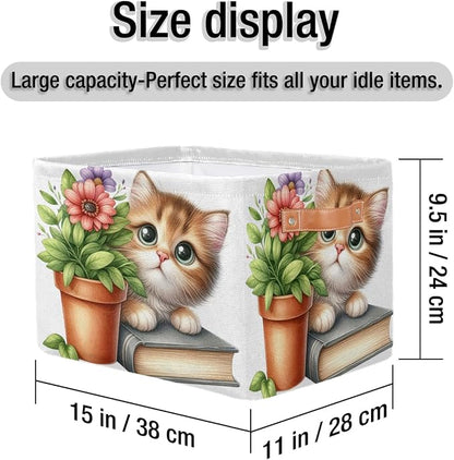 Pardick Basket Storage Bins Cute Cat Flower Rectangle Cube Basket Box Kids - Image 4