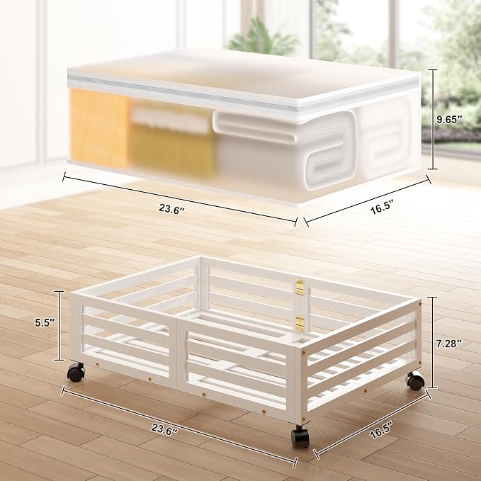 Under Bed Storage with Wheels-Large Bamboo Underbed storage Containers with - Image 3