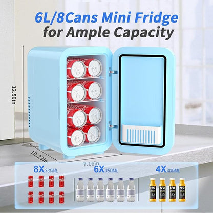 Mini Fridge, 6 Liter/8 Can 110V AC/DC Portable Thermoelectric Cooler - Image 2