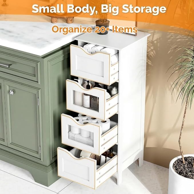 VINGLI White Bathroom Storage Cabinet - Image 6