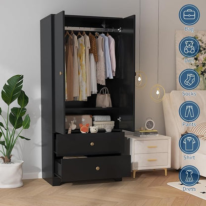 Garvee 71" Armoire Wardrobe Closet, Modern Wooden Bedroom Armoire - Image 3