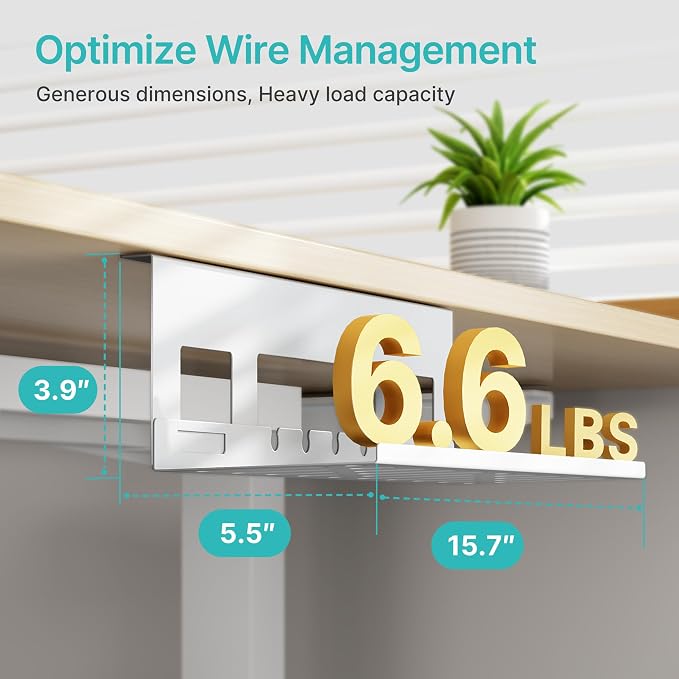 Under Desk Cable Management Tray, 15.7 Inches Metal Cord Organizer Rack - Image 5