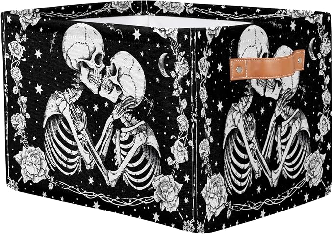 Pardick Halloween Skull Skeleton Goth Basket Storage Bins Large Fabric Toys - Image 2