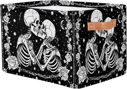 Pardick Halloween Skull Skeleton Goth Basket Storage Bins Large Fabric Toys - Image 2