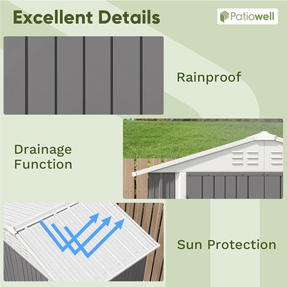 Patiowell 6x4 FT Outdoor Storage Shed, Metal Outdoor Sheds - Image 5