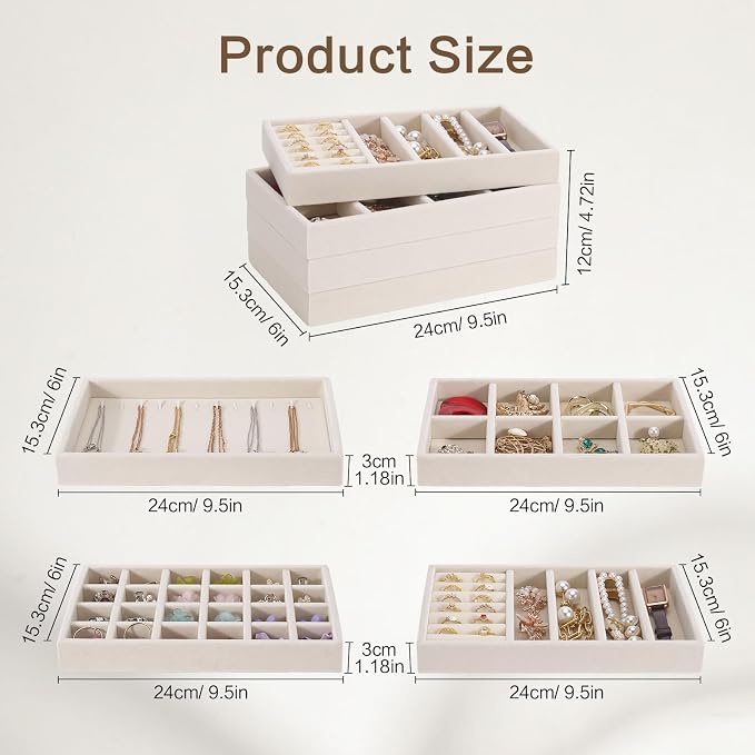 Velvet Jewelry Drawer Storage Tray, Storage Box - Image 3
