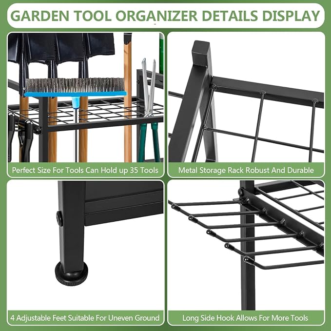 Garden Tool Organizer, 33.8×11.8×32inch Heavy-Duty Steel Garden Tool Rack - Image 4