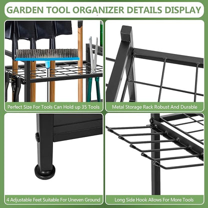 Garden Tool Organizer, 33.8×11.8×32inch Heavy-Duty Steel Garden Tool Rack - Image 4