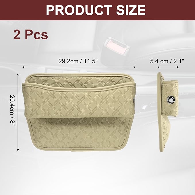HARFINGTON 2pcs Car Seat Gap Filler Organizer 11.5 x 8 x 2.1 Inch Leather - Image 2