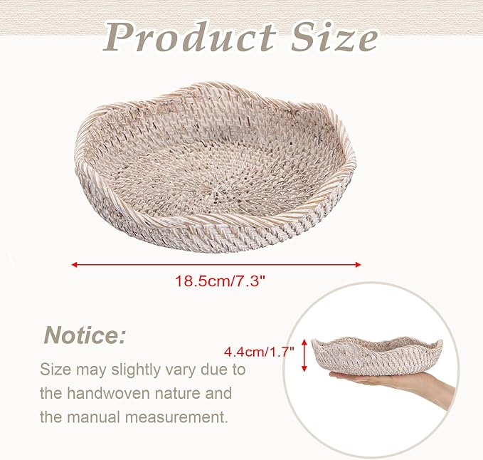 Hipiwe Handwoven Rattan Basket Tray Decorative Key Tray - Image 3