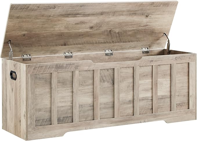 VANKILEY 51.2" Storage Chest Extra Large, Wooden Storage Bench, Greige | Chest by Unknown
