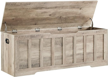 VANKILEY 51.2" Storage Chest Extra Large, Wooden Storage Bench, Greige | Chest by Unknown