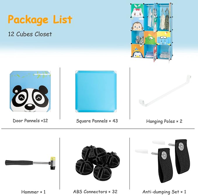 Cubes Storage Organizer, 12-Cube Plastic DIY Cabinet Clothes Wardrobe Closet - Image 5