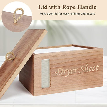 2 Pcs Wood Laundry Pods Container & Dryer Sheet Holder, Solid Pine Laundry - Image 6