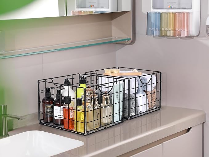 Metal Wire Basket Foldable Set of 4, Metal Bins - Image 2