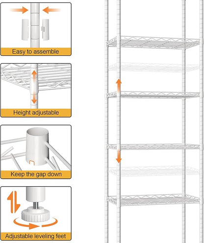 HOMEFORT 6-Shelving Unit, Adjustable Wire Shelving, Metal Wire Shelf Rack - Image 4