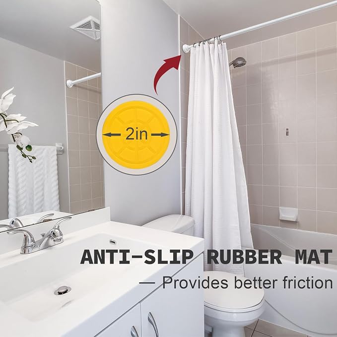 Thestoa Shower Curtain Rod Adjustable 43-92 inch, Anti-Rust Non-Slip Shower Rod - Image 3