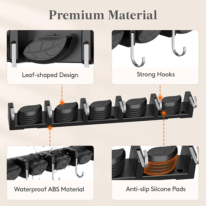 Lifewit Broom and Mop Holder Wall Mount, Non-Slip Cleaning Tool Hanger Organizer - Image 7