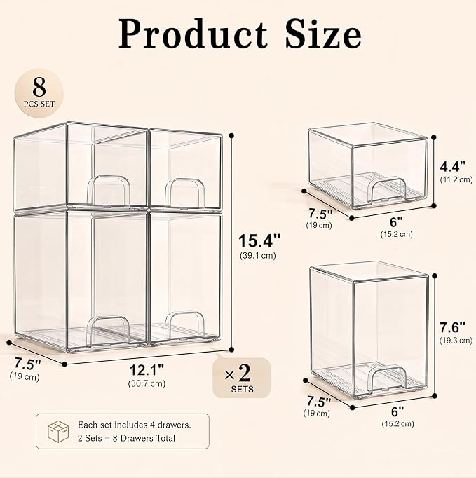 Clear Stackable Storage Drawers: Baby Bottle Storage Organizer, Acrylic Bottles - Image 2
