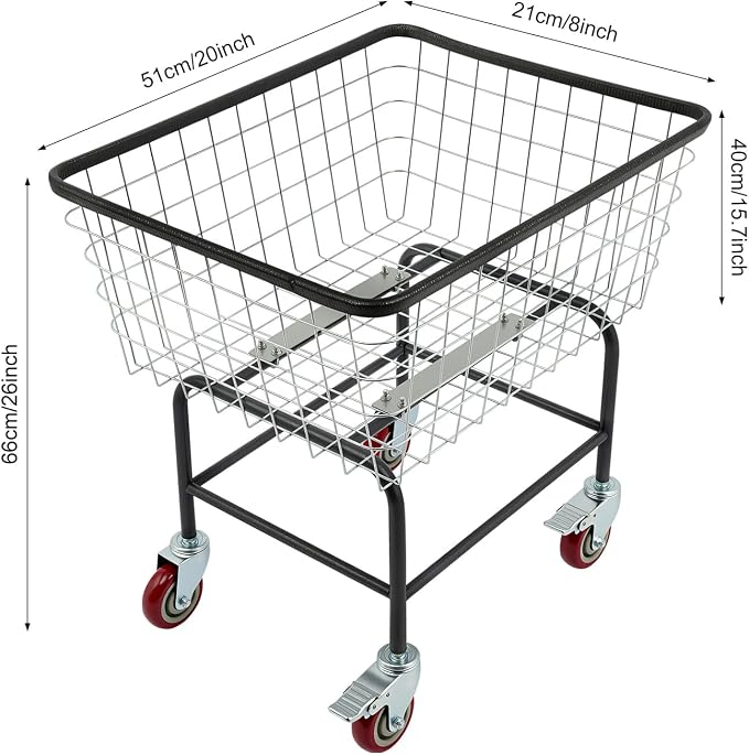 Wire Laundry Cart, 2 Bushel Wire Laundry Basket - Image 7