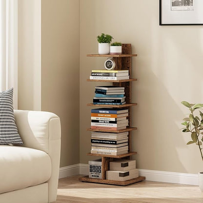 TUTOTAK Book Shelf, Narrow Spine Bookshelf, 6-Tier Bookcase by ChoosetutotakFurnitureBuildYourCozyHome
